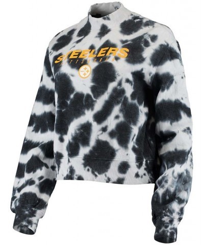 Women's Pittsburgh Steelers Tie-Dye Cropped Pullover Sweatshirt Black $42.50 Sweatshirts