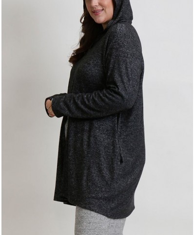 Women's Plus Size Cozy Hoodie Cardigan Gray $35.70 Sweaters