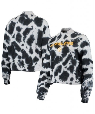 Women's Pittsburgh Steelers Tie-Dye Cropped Pullover Sweatshirt Black $42.50 Sweatshirts