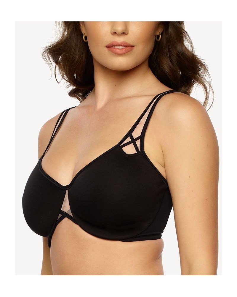 Women's Amaranth Cushioned Comfort Unlined Minimizer Underwire Bra Black $17.27 Bras