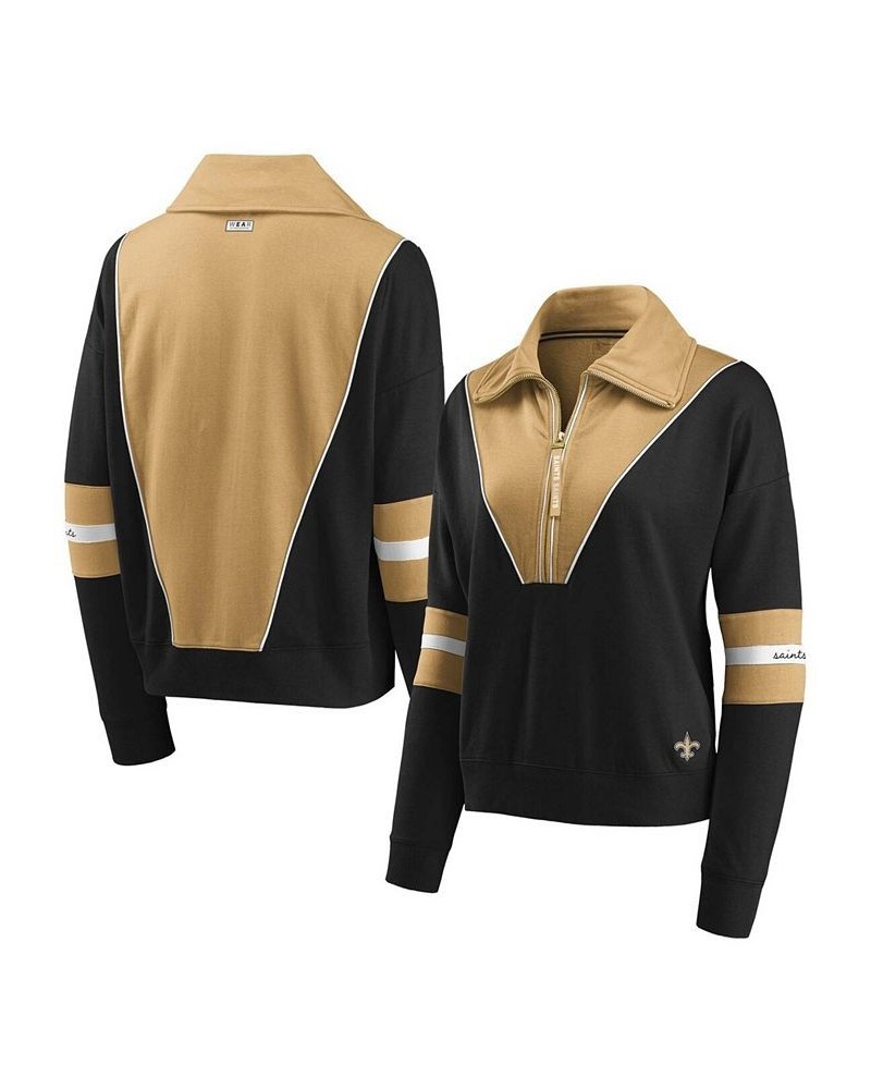 Women's Black Gold-Tone New Orleans Saints Half-Zip Jacket Gold-Tone $35.87 Jackets