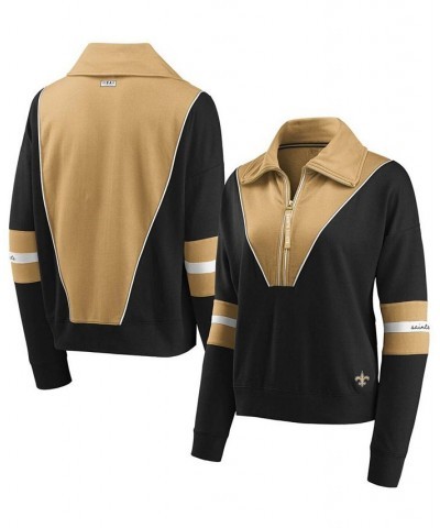 Women's Black Gold-Tone New Orleans Saints Half-Zip Jacket Gold-Tone $35.87 Jackets