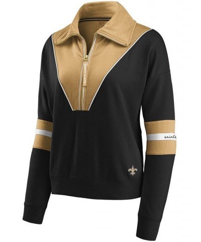 Women's Black Gold-Tone New Orleans Saints Half-Zip Jacket Gold-Tone $35.87 Jackets