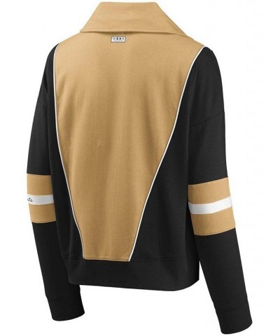 Women's Black Gold-Tone New Orleans Saints Half-Zip Jacket Gold-Tone $35.87 Jackets