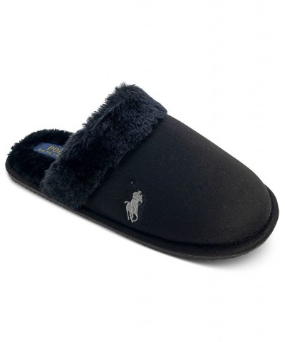 Women's Faux-Fur-Lined Scuff Slippers Black $20.35 Shoes