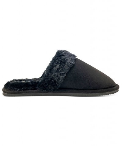 Women's Faux-Fur-Lined Scuff Slippers Black $20.35 Shoes