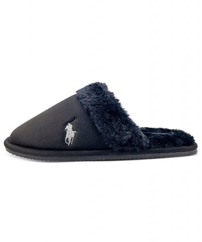 Women's Faux-Fur-Lined Scuff Slippers Black $20.35 Shoes