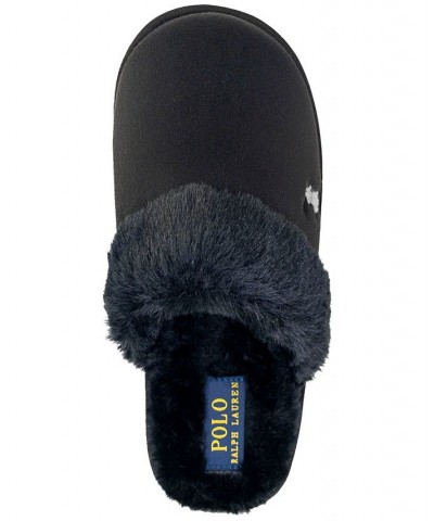 Women's Faux-Fur-Lined Scuff Slippers Black $20.35 Shoes