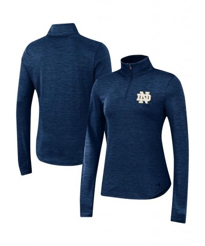 Women's Navy Notre Dame Fighting Irish Vent Space-Dye Performance Quarter-Zip Jacket Navy $32.20 Jackets