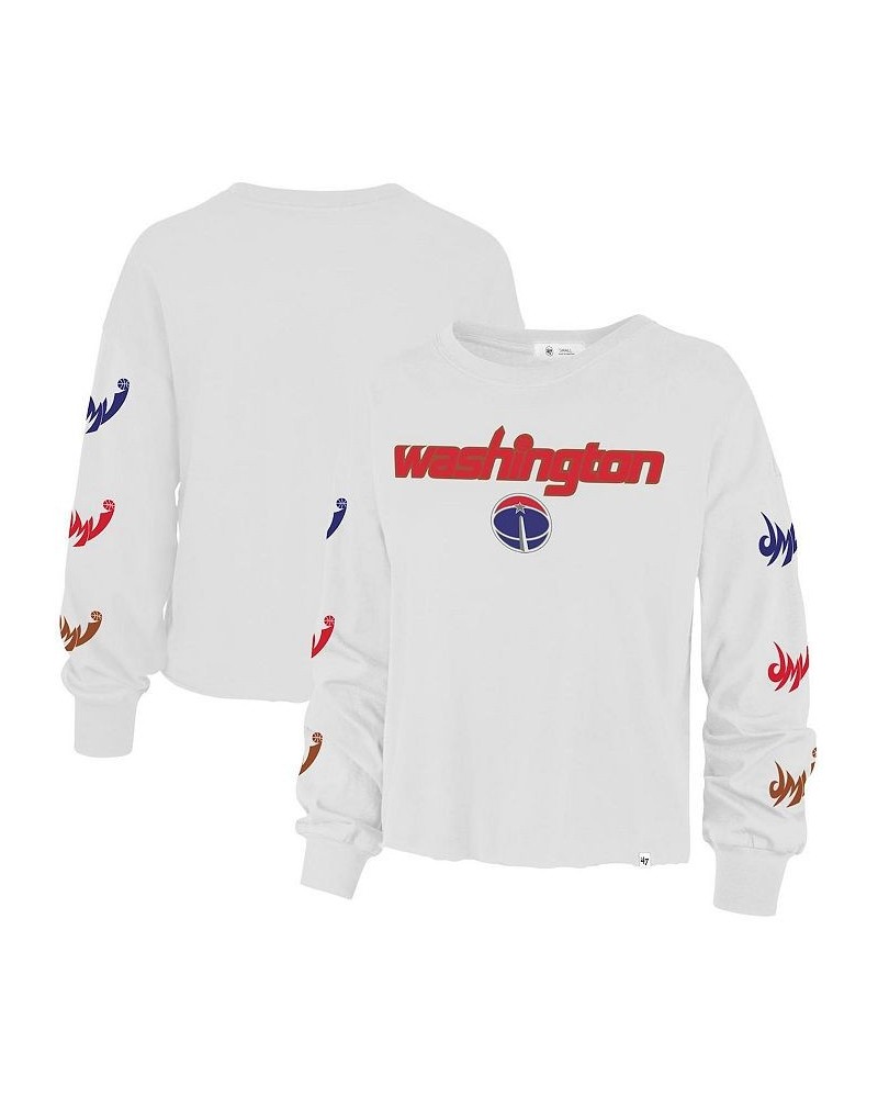 Women's '47 White Washington Wizards 2021/22 City Edition Call Up Parkway Long Sleeve T-shirt White $23.21 Tops