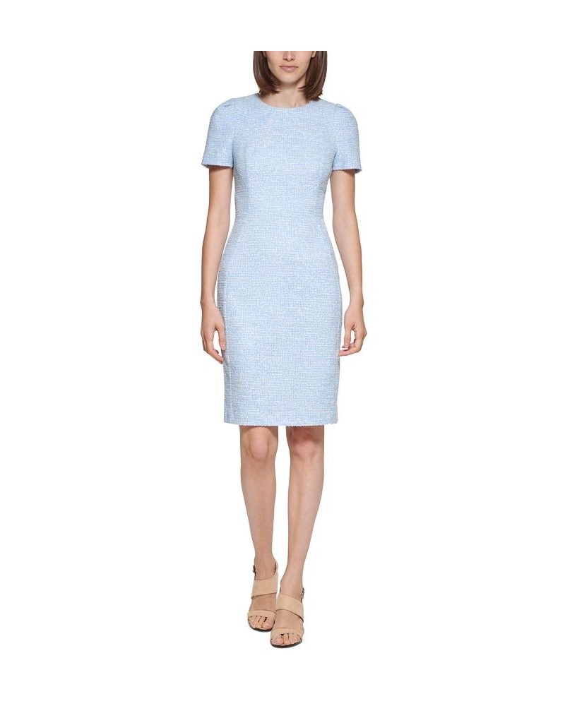 Women's Tweed Short-Sleeve Sheath Dress Serene Multi $41.99 Dresses