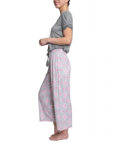 Solid Top & Printed Pants Pajama Set Gray $27.84 Sleepwear