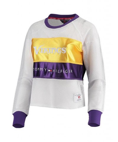 Women's White and Gold Minnesota Vikings Mesh Raglan Long Sleeve T-shirt White, Gold $37.09 Tops