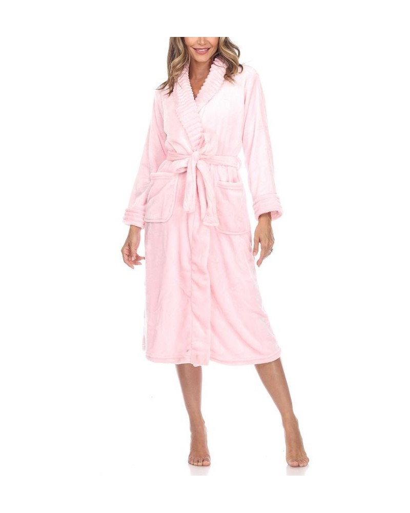 Plus Size Cozy Loungewear Belted Robe Pink $34.81 Sleepwear