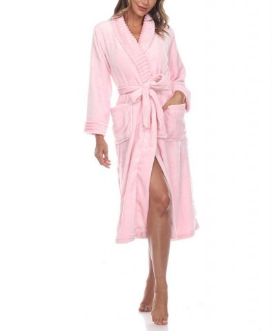 Plus Size Cozy Loungewear Belted Robe Pink $34.81 Sleepwear