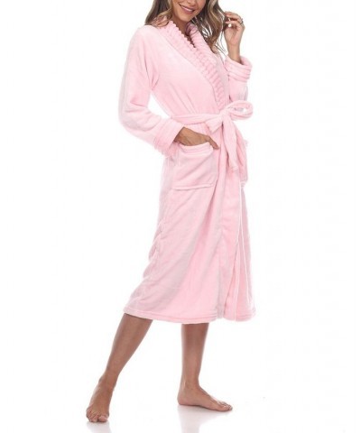 Plus Size Cozy Loungewear Belted Robe Pink $34.81 Sleepwear