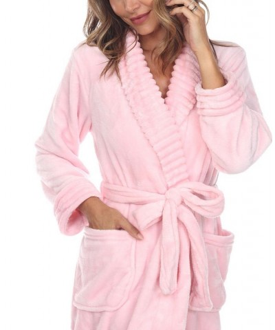 Plus Size Cozy Loungewear Belted Robe Pink $34.81 Sleepwear