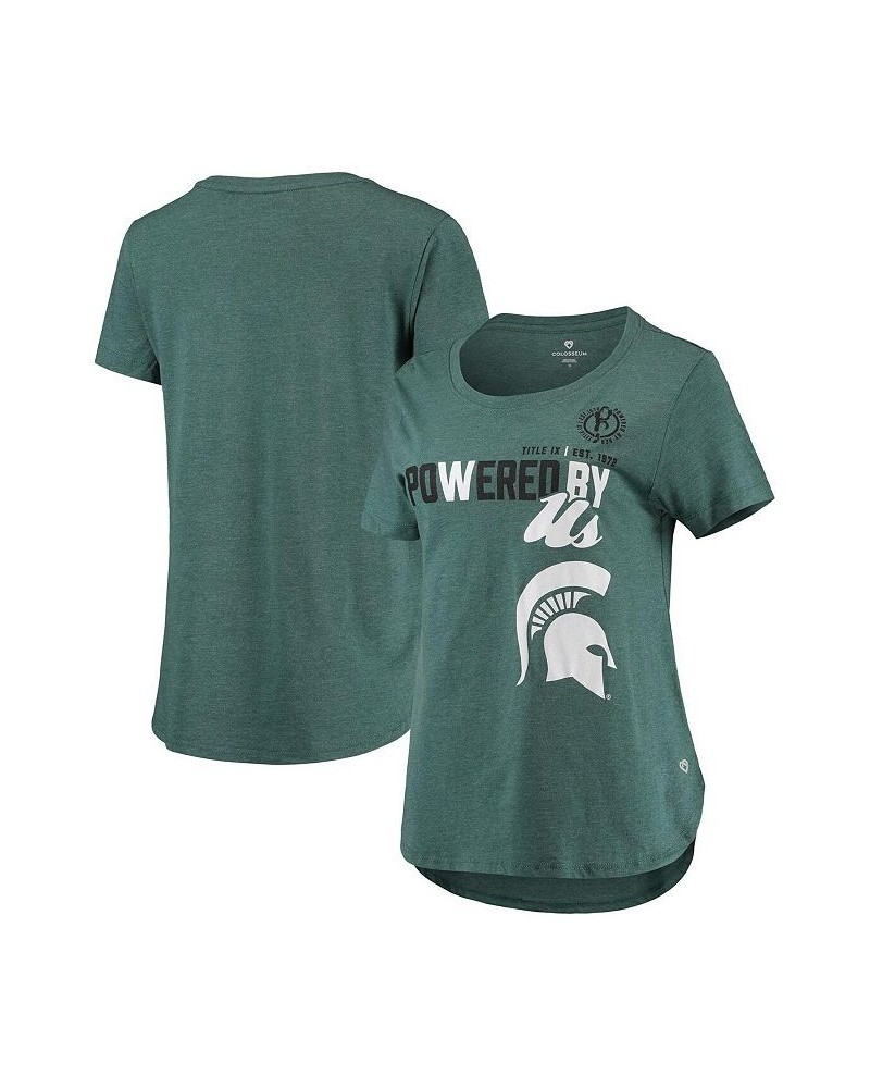 Women's Heathered Green Michigan State Spartans PoWered By Title IX T-shirt Heathered Green $19.59 Tops