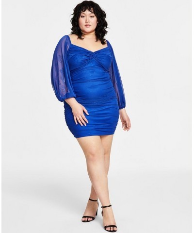 Trendy Plus Size Ruched Glitter Bodycon Dress Royal/Royal $26.39 Dresses