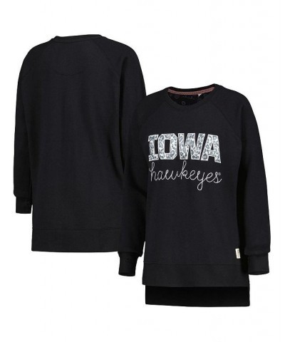 Women's Black Iowa Hawkeyes Steamboat Animal Print Raglan Pullover Sweatshirt Black $28.70 Sweatshirts