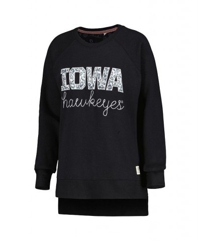 Women's Black Iowa Hawkeyes Steamboat Animal Print Raglan Pullover Sweatshirt Black $28.70 Sweatshirts