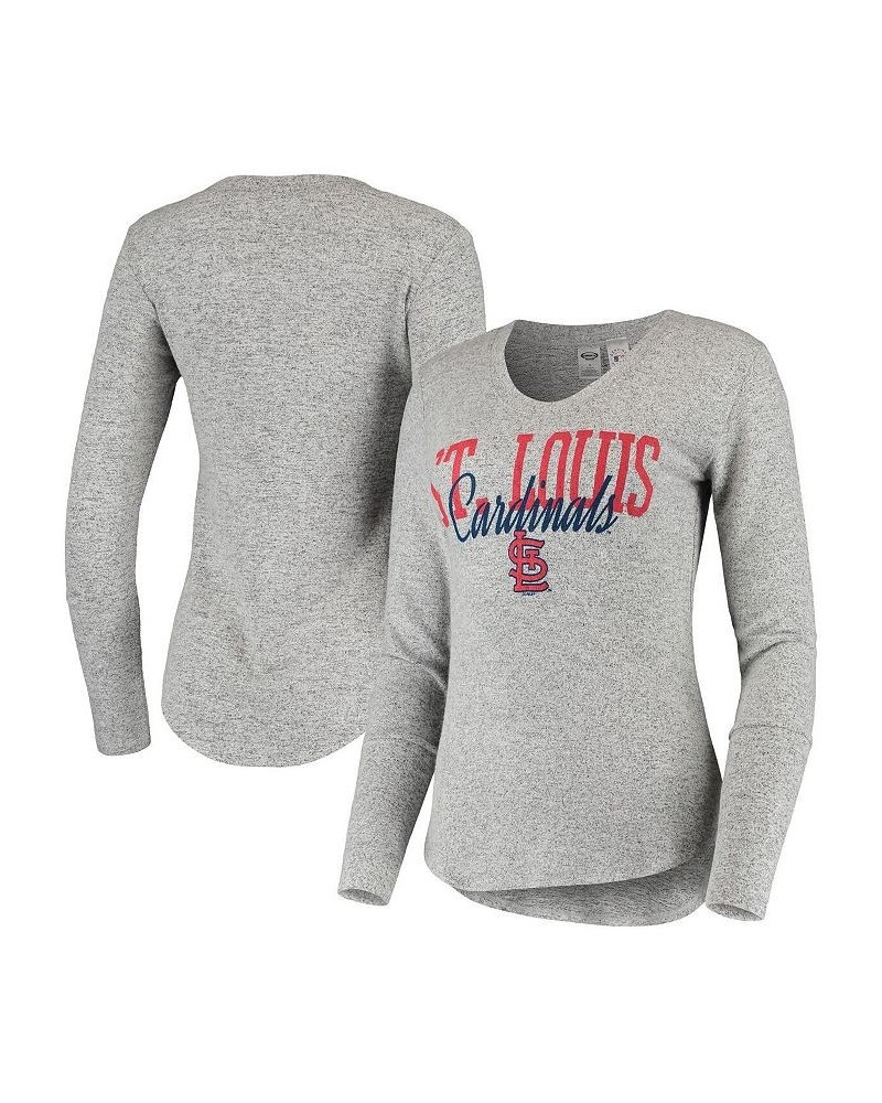 Women's Heather Gray St. Louis Cardinals Tri-Blend Long Sleeve T-Shirt Gray $28.99 Tops