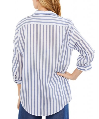 Milano Maternity Pullover Split-Neck Blouse Navy Stripe $64.78 Tops