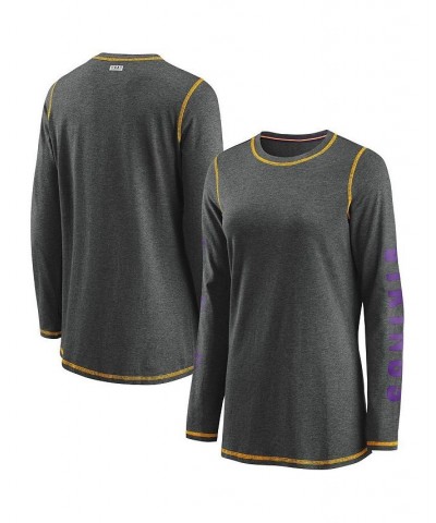 Women's Minnesota Vikings Contrast Stitch Tri-Blend Long Sleeve T-shirt Heathered Charcoal $27.49 Tops