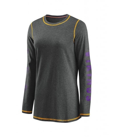 Women's Minnesota Vikings Contrast Stitch Tri-Blend Long Sleeve T-shirt Heathered Charcoal $27.49 Tops