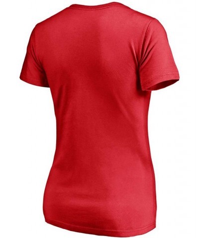 Women's Red Washington Nationals Plus Size Mascot in Bounds V-Neck T-shirt Red $21.65 Tops