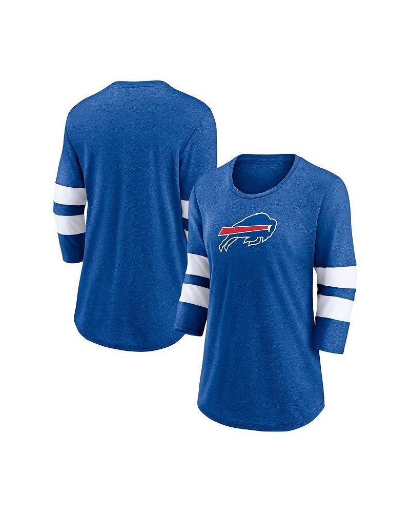 Women's Branded Heathered Royal Buffalo Bills Primary Logo 3/4 Sleeve Scoop Neck T-shirt Heathered Royal $18.80 Tops