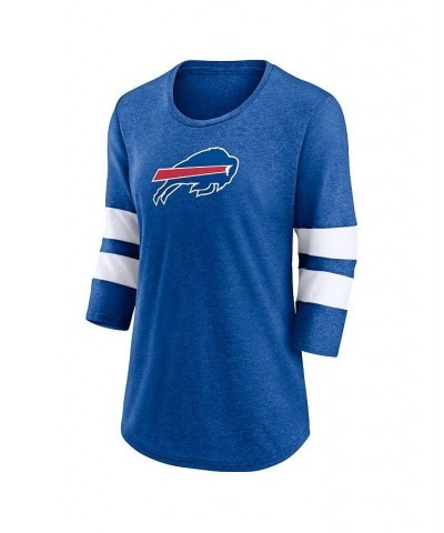 Women's Branded Heathered Royal Buffalo Bills Primary Logo 3/4 Sleeve Scoop Neck T-shirt Heathered Royal $18.80 Tops