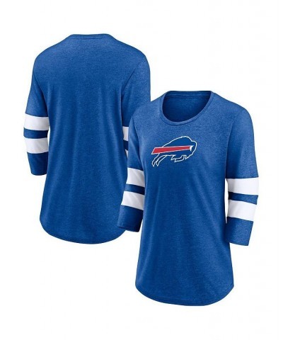 Women's Branded Heathered Royal Buffalo Bills Primary Logo 3/4 Sleeve Scoop Neck T-shirt Heathered Royal $18.80 Tops