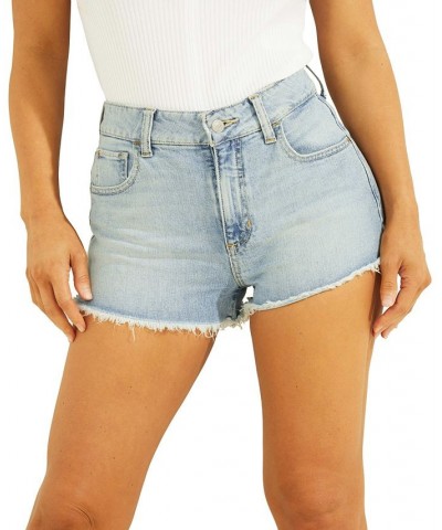 Frayed Hem Mom Jean Shorts Skyblue Wash $40.05 Shorts