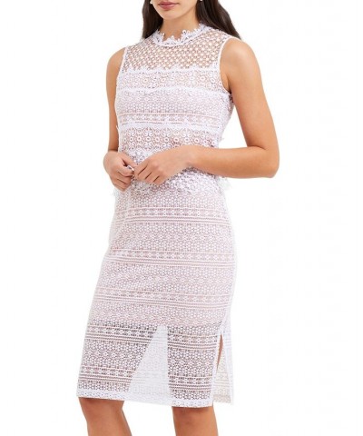 Women's Ramona Lace Jersey Dress Linen White $74.26 Dresses