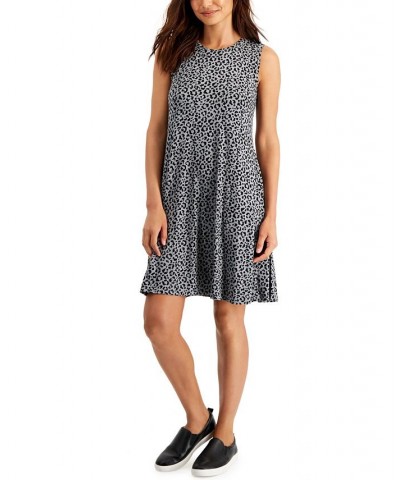 Petite Sleeveless Floral Flip-Flop Dress Leopard Grey $14.60 Dresses