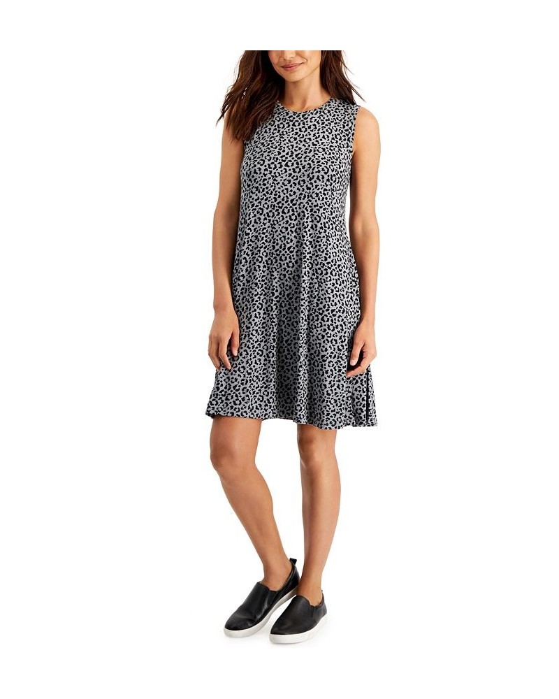 Petite Sleeveless Floral Flip-Flop Dress Leopard Grey $14.60 Dresses