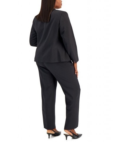 Plus Size Single-Button Blazer Slim-Fit Pantsuit Black $59.50 Pants