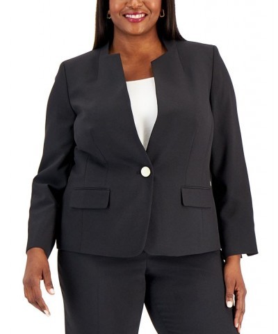 Plus Size Single-Button Blazer Slim-Fit Pantsuit Black $59.50 Pants