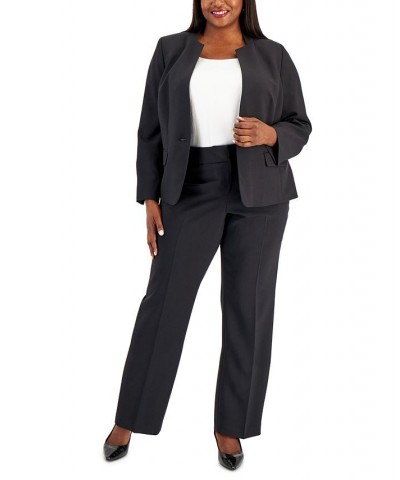 Plus Size Single-Button Blazer Slim-Fit Pantsuit Black $59.50 Pants