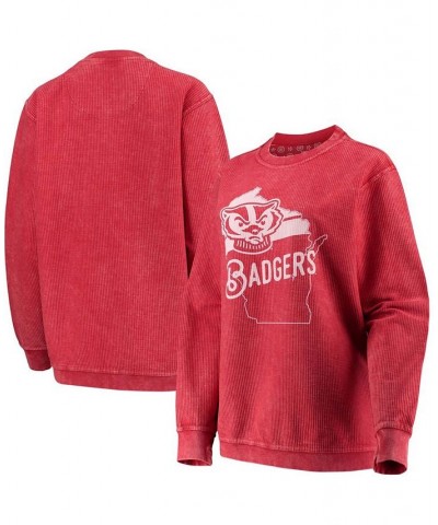 Women's Red Wisconsin Badgers Comfy Cord Corduroy Crewneck Sweatshirt Red $43.19 Sweatshirts