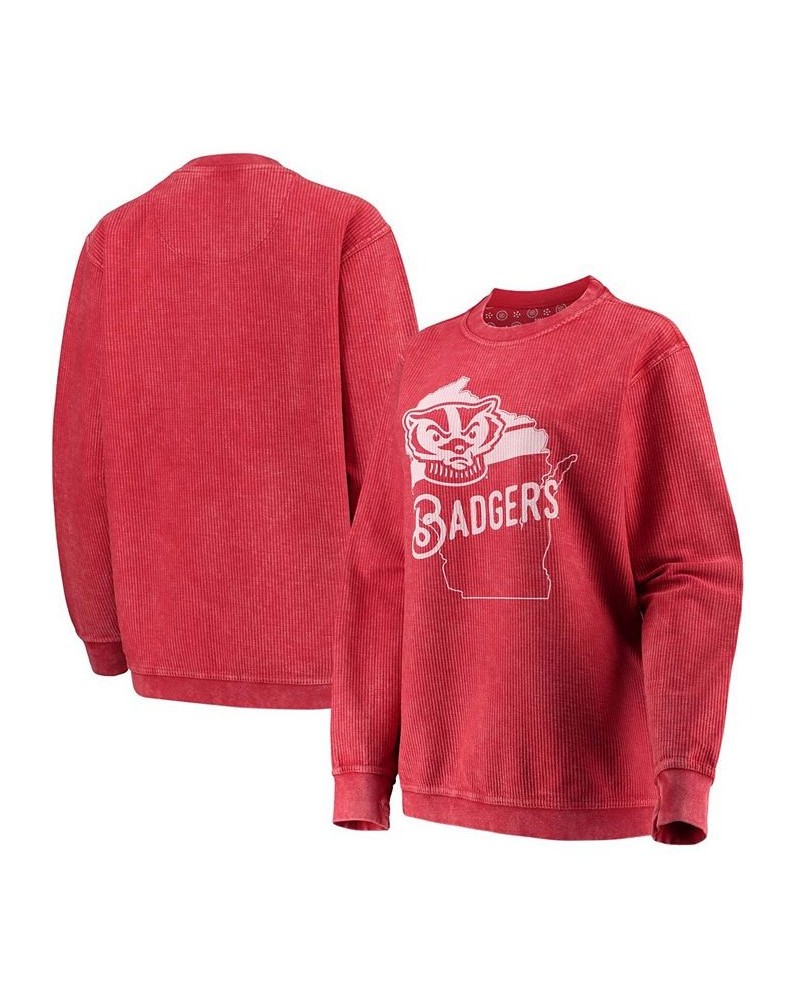 Women's Red Wisconsin Badgers Comfy Cord Corduroy Crewneck Sweatshirt Red $43.19 Sweatshirts