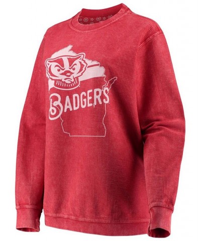 Women's Red Wisconsin Badgers Comfy Cord Corduroy Crewneck Sweatshirt Red $43.19 Sweatshirts