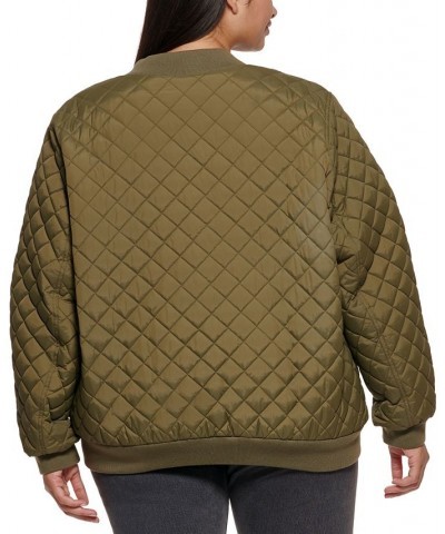 Plus Size Quilted Bomber Jacket Green $44.85 Jackets