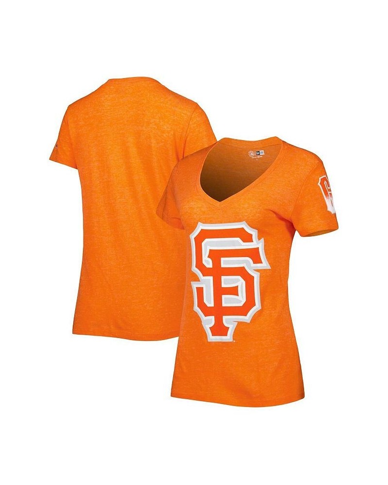 Women's Orange San Francisco Giants City Connect Cap Logo Tri-Blend V-Neck T-shirt Orange $23.39 Tops