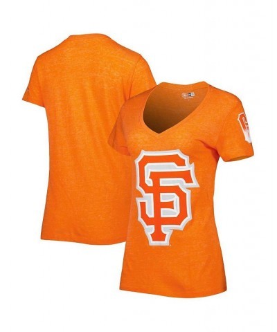 Women's Orange San Francisco Giants City Connect Cap Logo Tri-Blend V-Neck T-shirt Orange $23.39 Tops