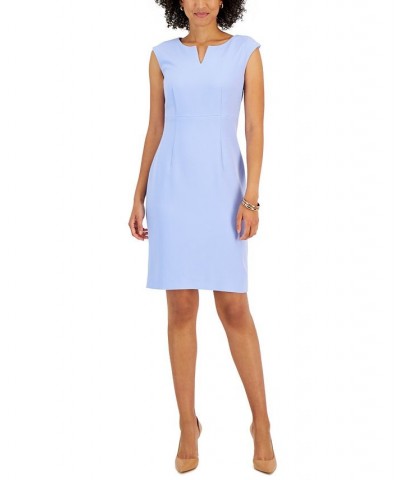 Petite Notched-Neck Sheath Dress Blue $29.15 Dresses