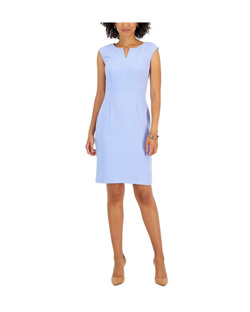 Petite Notched-Neck Sheath Dress Blue $29.15 Dresses