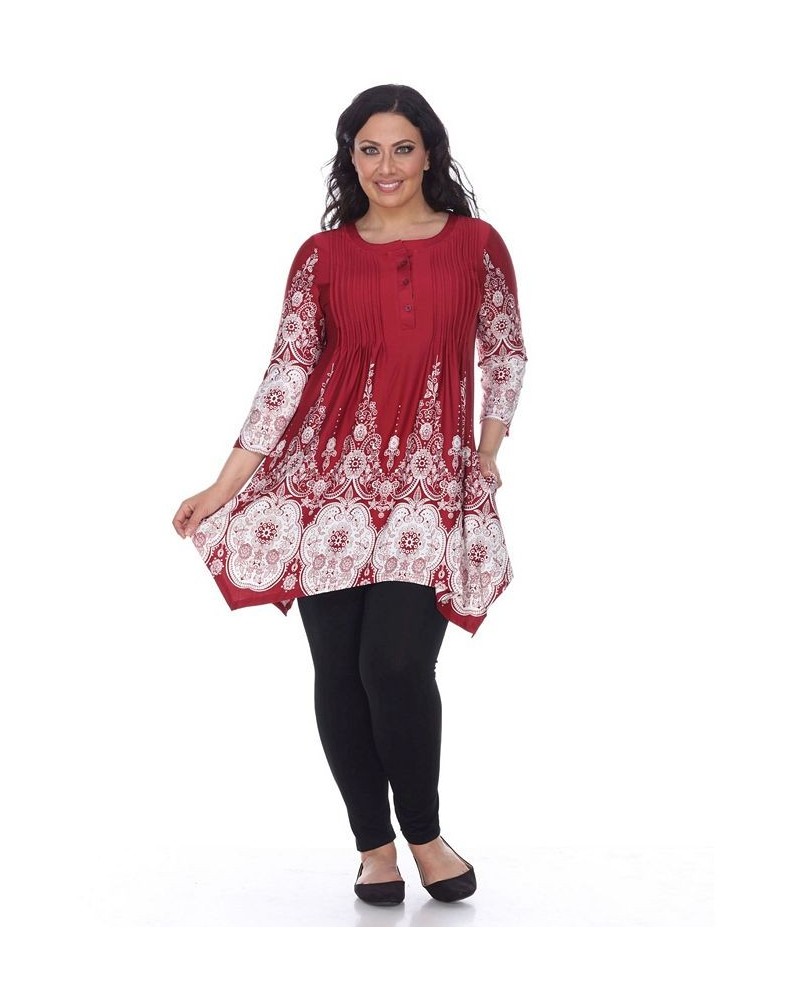 Plus Size Dulce Tunic Top Red $25.42 Tops