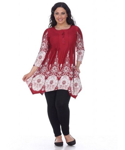 Plus Size Dulce Tunic Top Red $25.42 Tops